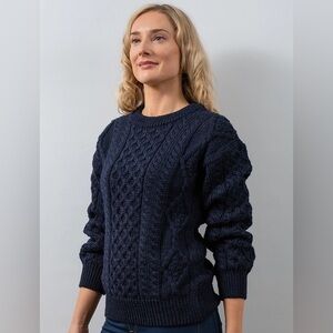 Aran Crafts Irish Wool C‎able Kn‎it Crew Neck Sweater